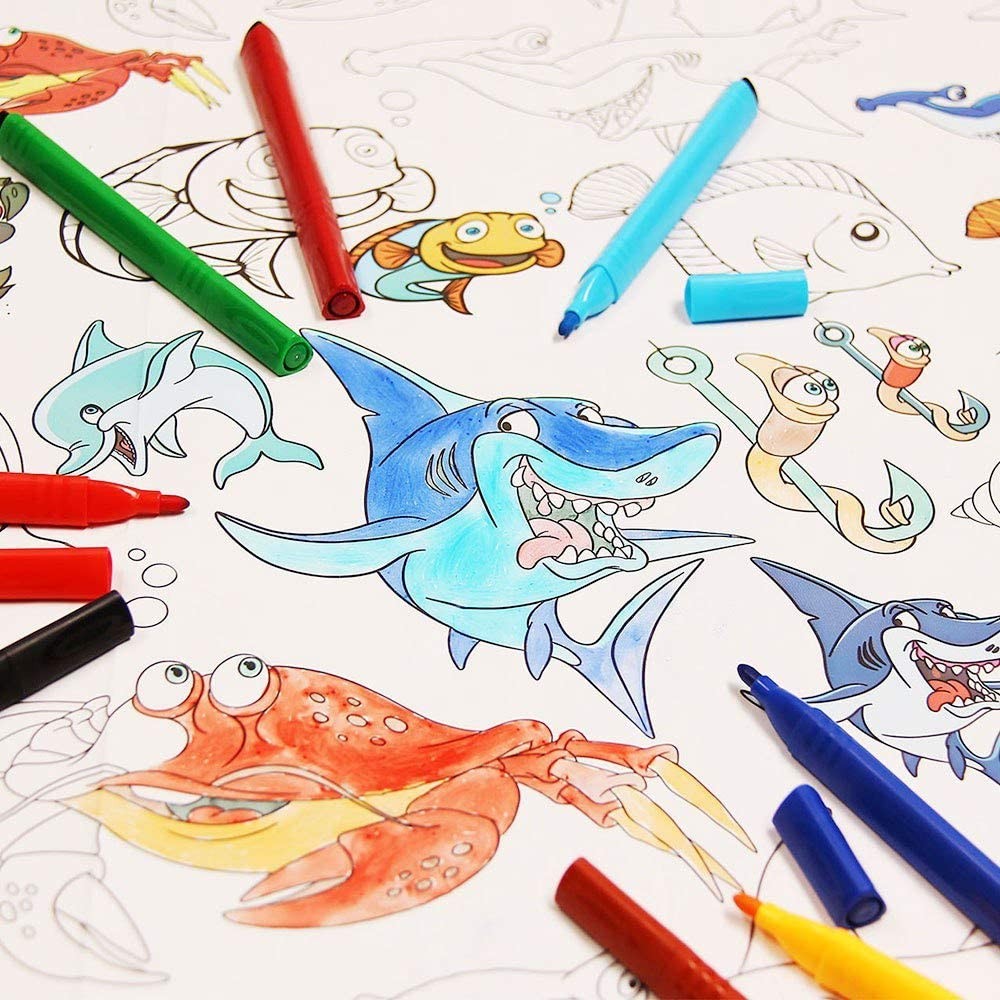 Kinder Tischdecken Malmatte Basteln Malen DIY Kreativität Spielzeug Sea Animals